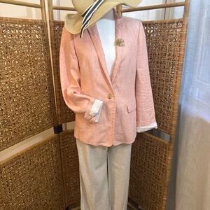 J.Crew Linen Blazer Peach Pink Summer Jacket